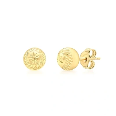Image of Carissima Gold Women&#039;s 9ct Yellow 6mm Diamond Cut Ball Stud Earrings
