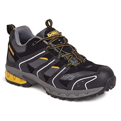 Image of DEWALT Men&#039;s Cutter Safety Trainers 200J Steel Toe Cap SB SRA Rating Black and Grey Size 4 UK