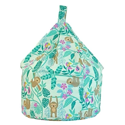 Image of Cotton Green Sloth Child Size Bean Bag With Beans