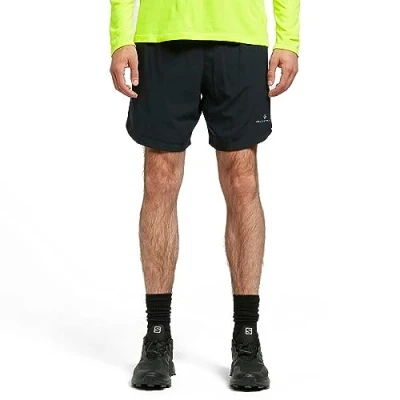 Image of Ronhill Men&#039;s Life 7&quot; Twin Casual Shorts, Black/Charcoal Marl, S UK
