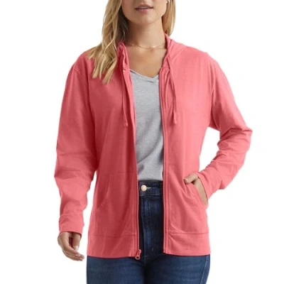 Image of Hanes Women’s Slub Knit Full Zip Hoodie, Textured Cotton Up T Shirt Hoodie for Women, Briny Pink, Medium