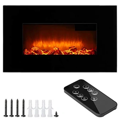 Image of MONZANA ® Wall Mounted Electric Fireplace Heater with Interactive Head Up Display Thermostat Remote Control Timer Adjustable LED Flame Effect 900W / 1800W