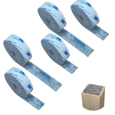 Image of 5 Rolls Furniture Pads Roll, 100cm x 2cm DIY Felt Pads, Self Adhesive Strips, Heavy Duty Floor Protectors Pad for Sofa, Door, Chair, Table Prevent Scratches and Soundproofing