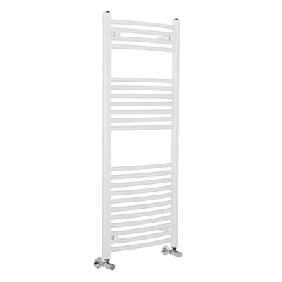 Image of Warmehaus Contemporary Curved Heated Bathroom Towel Rail Radiator Rad 1200 x 500 White