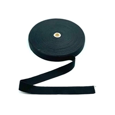 Image of Black Cotton Blend Binding Apron Herringbone Twill Webbing Tape Sew Strap 25mm Wide 1&quot; 5 metres