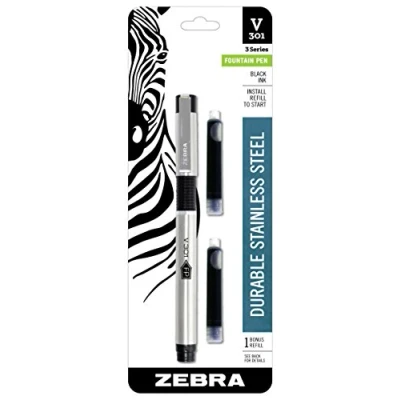 Image of Zebra Pen V 301 Stainless Steel Fountain Pens (ZEB48111)