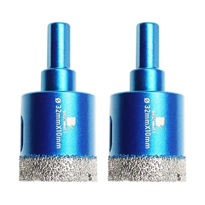 Image of Dry Diamond Core Drill Bit Set,BRSCHNITT 2pcs/pack 32mm Hole Saw with Triangle Shank for Porcelain Tile Ceramic Stone Granite Marble