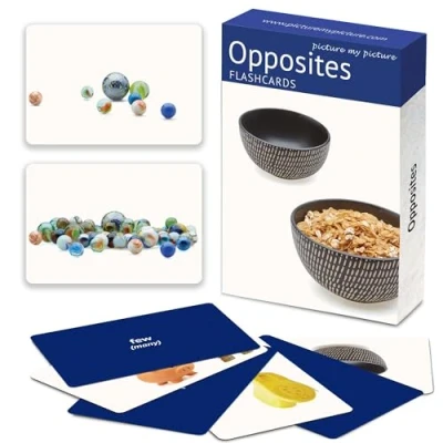 Image of Opposites Matching Flash cards 40 Language Builder Picture for Speech Therapy ABA materials ESL Games Toddler kids Game