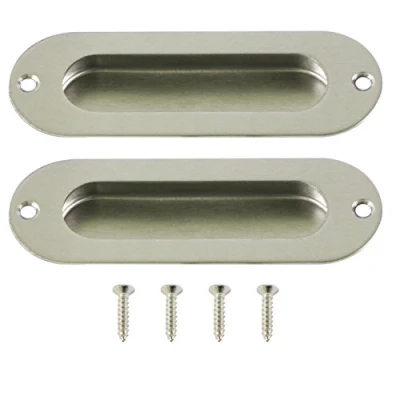 Image of UOOOM 2 pcs Oval Recessed Flush Door Pull Handle Sliding Hidden Concealed Screw