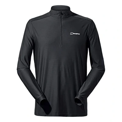 Image of Berghaus Men&#039;s 24/7 Half Zip Long Sleeve Tech Baselayer T Shirt, Black, XXL