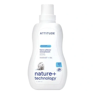 Image of Attitude Natural Fabric Softener, Hypoallergenic, Biodegradable, Vegan and Cruelty Free, Wildflower, 1 Liter, 40 Washes