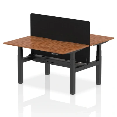 Image of Air B2B 1400x800 Adjustable 2P Bench Desk Scallop Walnut/Black +Screen