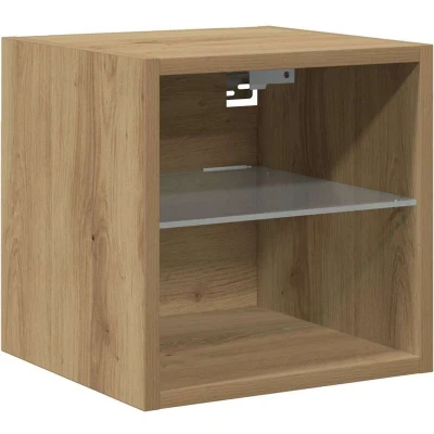 Image of vidaXL TV Wall Cabinet with LED Lights Artisan Oak 30x28.5x30 cm