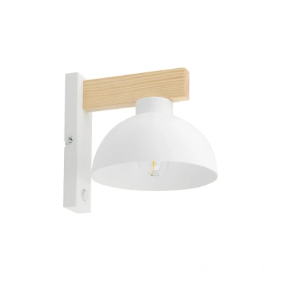 Image of Oslo Dome Wall Lamp White, Pine 1xE27