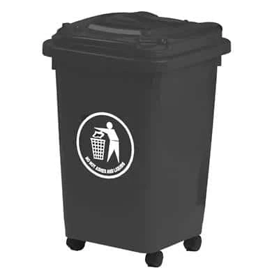 Image of Wheelie Bin; 50L; 30% Recycled Polyethylene; Dark Grey