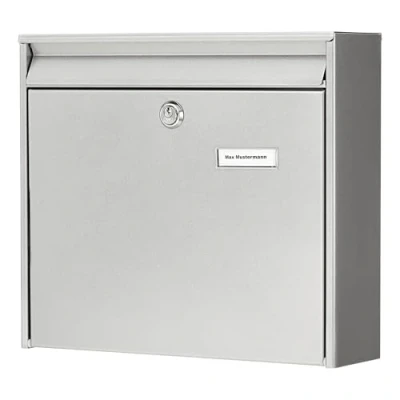 Image of Burg Wächter Postbox Made of galvanised Steel Potsdam 877 SI Letter Box Installations for Wall Mounting, Silver, 322x362x100 (HxBxT)