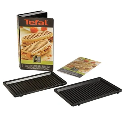 Image of Tefal XA800312 Panini Plates Set, Non Stick, Snack Time, Accessory, Collection, Grill,Black