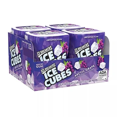 Image of ICE BREAKERS CUBES Sugar Free Xylitol Gum, Arctic Grape, 40 Piece (Pack of 4)