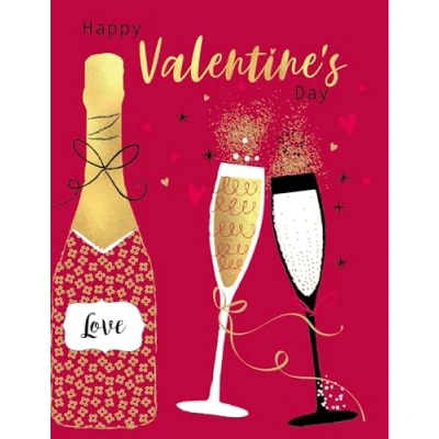 Image of Piccadilly Greetings Valentines Day Card, Champagne 8 x 6 inches