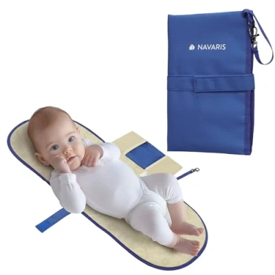 Image of Navaris Baby Changing Mat Portable Slim Lightweight &amp; Foldable Nappy Pad Water Repellent Travel Change with Pockets Folding for Clean Diaper Changes Ocean