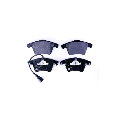 Image of 7H0698151B, 7H0698151D, 7H0698151F Brake pad set HELLA 8DB 355 011 171 with integrated wear warning contact VOLKSWAGEN: Transporter 5, 6