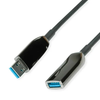 Image of ROLINE USB 3.2 Gen 1 Active Repeater Cable (AOC), ST/BU, Black, 15 m