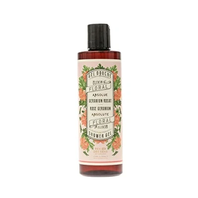 Image of Panier des Sens Rose Geranium Shower Gel Body Wash for Women &amp; Men With Olive Oil Moisturising 96% Natural Ingredients Made in France, SLS Free Vegan 250ml