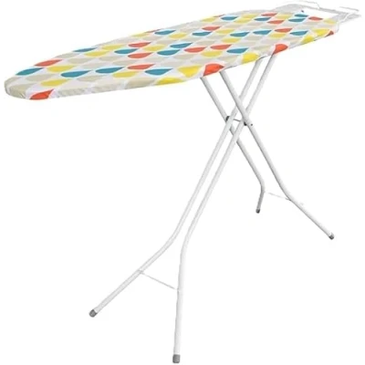 Image of Lightweight Folding Ironing Board Iron Rest Sturdy 4 Leg With Strong Frame And 100% Cotton Cover Boards Free Standing Compact Easy Carry (105x33cm)
