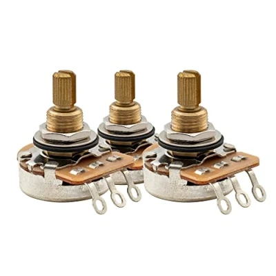Image of Musiclily Pro A250K+B250K Full Brass Inch Sized Fine 24 Spline Split Shaft Pots Audio Linear Taper Potentiometers for USA Electric Guitar Bass (2A+1B)