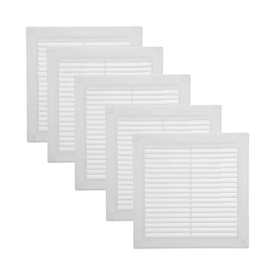 Image of Vent Systems 200 x mm / 8&#039;&#039; Inch White Soffit Cover Pack of 5 Flat Square Air Louver Grille Built in Insect Screen HVAC Vents for Bathroom, Home Office, Kitchen