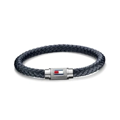 Image of Tommy Hilfiger Jewelry Men&#039;s Leather Bracelet Navy Blue 2701000