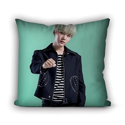 Image of BTS merchandise Breathable Canvas Square Throw PillowsBTS Jimin V Suga Jungkook Double Sided Decorative Pillowcases Fo 45cmx45cm