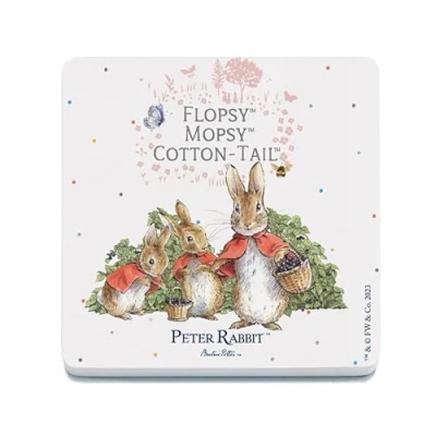 Image of Decorative Coaster (10 x 10 cm) Beatrix Potter Flopsy, Mopsy and Cotton Tail