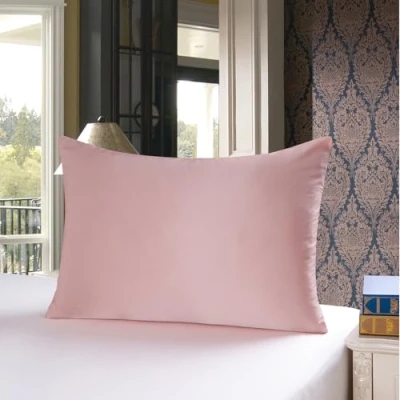 Image of townssilk 100% Pure Mulberry Silk Pillowcase for Hair and Skin Health on Both Sides 19 mm Size with Hidden Zip 600 Thread Count Dusty Pink