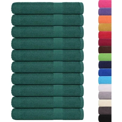 Image of vidaXL Sauna Towels 10 pcs Green 80x200 cm 360 gsm 100% Cotton