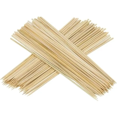 Image of SHATCHI 100 Natural Bamboo Skewers for BBQ Kebab Fruit Chocolate Fountain Wooden Sticks, 15cm/30cm, 30cm