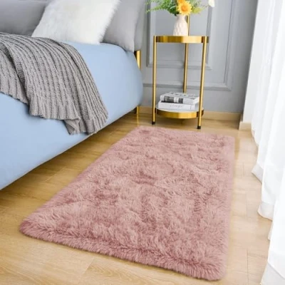 Image of MOONLIGHT20015 Rugs Living Room Bedroom Fluffy Shaggy Pink Area Non Slip Modern Super Soft Thick Pile Plush Carpet Shedding Easy To Clean Rug, 60cm x 110cm