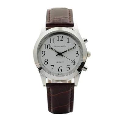 Image of Hailiky English Talking Watches Quartz Watch Blown Leather Band for Blind Person Visually Impaired or The Elderly