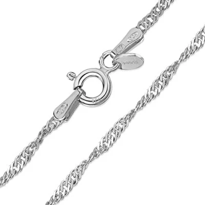 Image of Amberta Children&#039;s 925 Sterling Silver Chain Necklace: 1.3 mm Singapore
