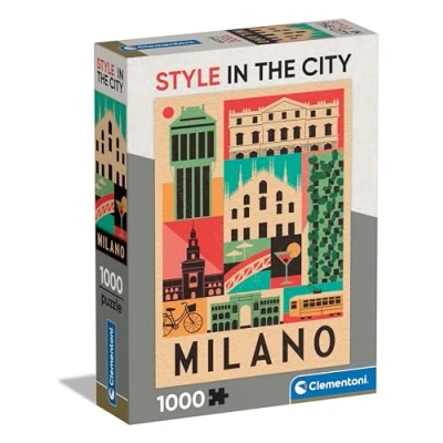 Image of Clementoni Jigsaw Puzzle Milan 1000 Pieces Style In the City For Adults 14 99 Years, Gift Men/Women, Illustrated City, Milan, Italy, Art, Made 39842