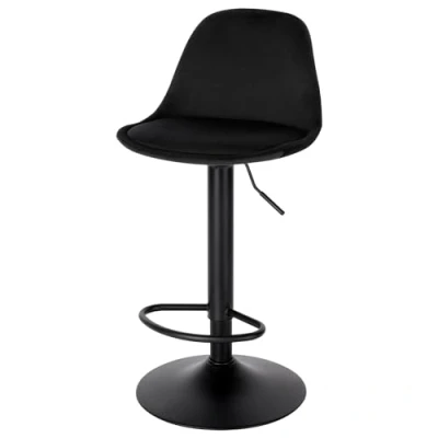 Image of Lestarain Bar Stool Height Adjustable Stool, Breakfast Chair Kitchen Velvet Barstool with Footrest, Swivel, Backrest, Metal Base, High LBAI74001 1