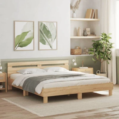 Image of Bed Frame with led without Mattress Sonoma Oak 200x200 cm Vidaxl