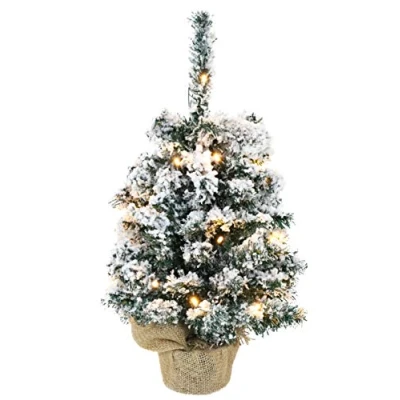 Image of Christmas Concepts® 50cm (20&quot;) Pre Lit Table Tree With LED Lights and Burlap Sack Base