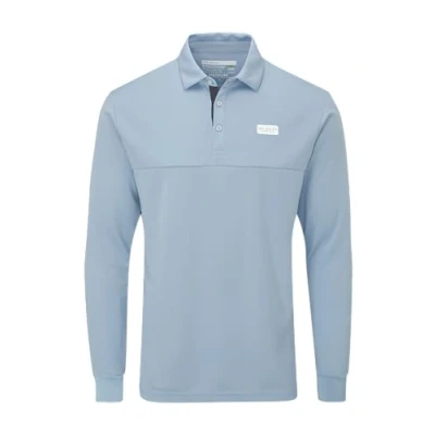 Image of Stuburt Men&#039;s Sport Tech Long Sleeve Polo Golf Shirt, Chamray, S UK