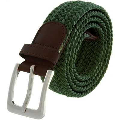 Image of 989Zé ENZO Mens Stretch Belts Ladies Elasticated Woven Adjustable Braided Metal Buckle Belt (Green, L)