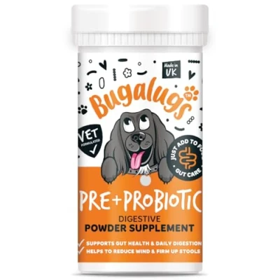 Image of Bugalugs Probiotics For Dogs Powder, Simple To Add Food Complete Daily Digestive Support With &amp; Prebiotics Happy Healthy (80g)