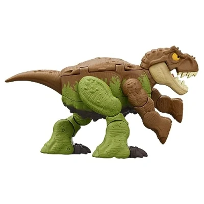 Image of Mattel Jurassic World Dinosaur Transforming Toy, 11 Step Tyrannosaurus T Rex to Ankylosaurus Double Danger 2 in 1 Fierce Changers, HLP06