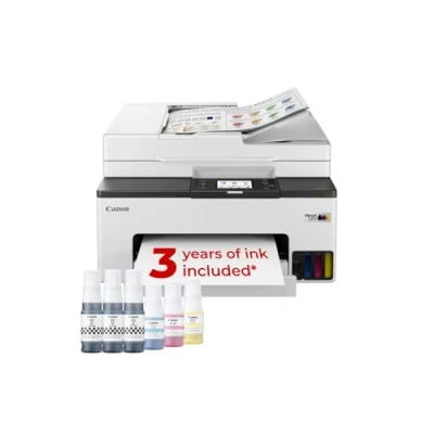 Image of Canon MAXIFY GX2050 Wireless Colour All in One Refillable MegaTank Inkjet Printer A4 Print, Copy, Scan, Fax, ADF Wi Fi, Cloud, Ethernet Connectivity Home Office Printer, Includes 6 x Ink Bottles