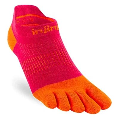 Image of Injinji Women&#039;s Run Lightweight No Show Toe Socks, Chili, M L