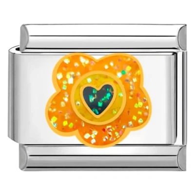 Image of Quiges 9mm Italian Style Charm Link Module Stainless Steel Blue Heart for Bracelets